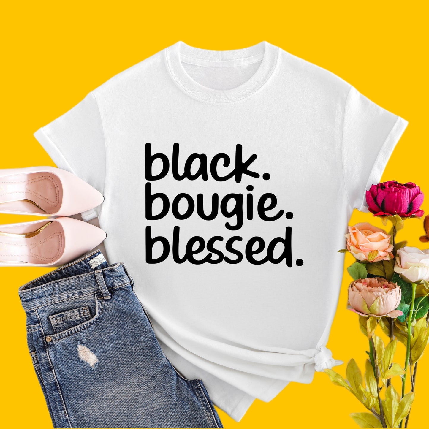 Black, Bougie, Blessed T-shirt